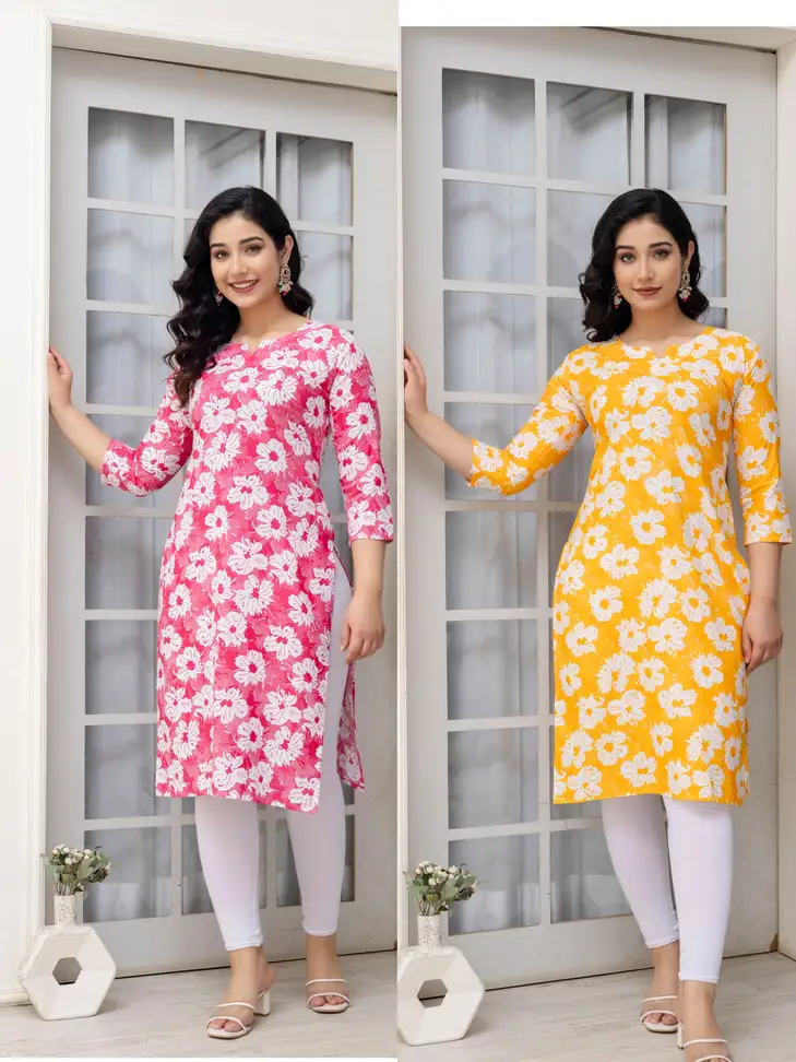 Women Floral Print Kurta 2 Women Floral Print Kurta