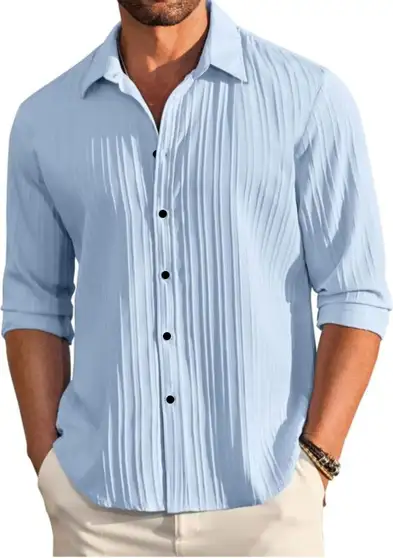 Men Solid Casual Light Blue Shirt 2 Men Solid Casual Light Blue Shirt