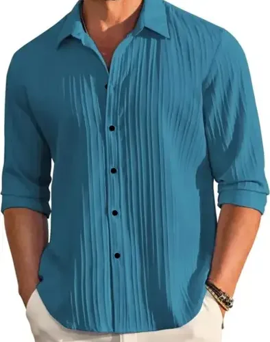Men Solid Casual Blue Shirt 7 Men Solid Casual Blue Shirt