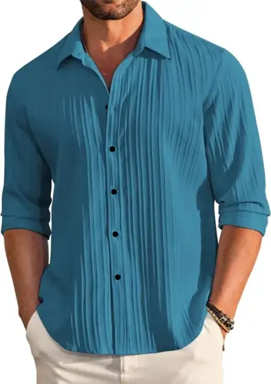 Men Solid Casual Blue Shirt 2 Men Solid Casual Blue Shirt