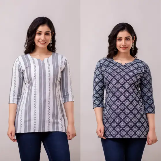 Women Floral Print Kurta 2 Women Floral Print Kurta