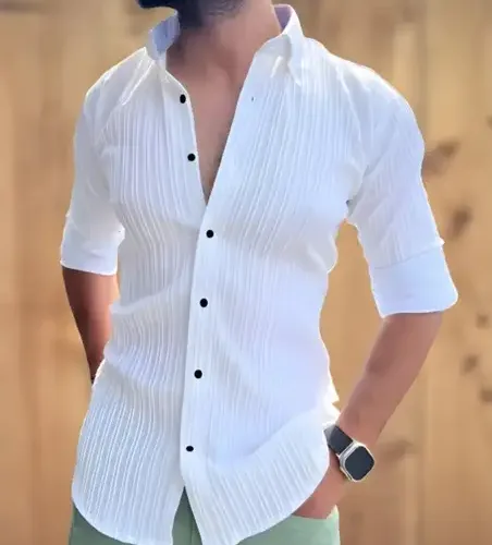 Men Solid Casual White Shirt 6 Men Solid Casual White Shirt