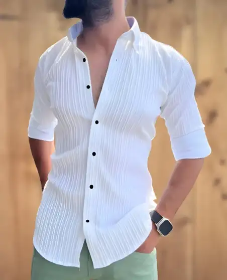 Men Solid Casual White Shirt 2 Men Solid Casual White Shirt