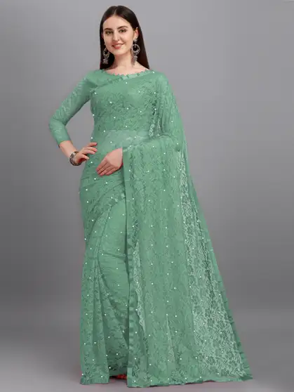 Self Design, Woven, Plain Fashion Net Saree 3 Self Design, Woven, Plain Fashion Net Saree - Image 2