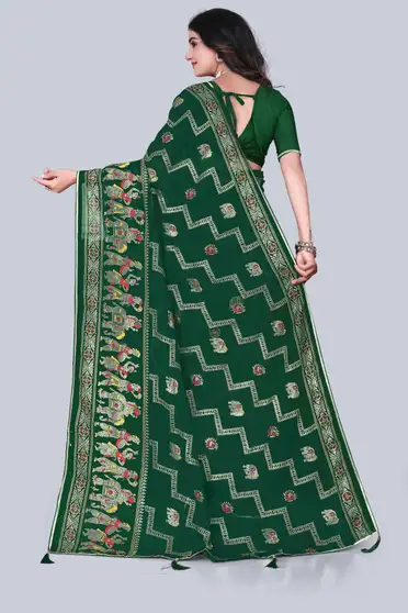 Geometric Print Manipuri Georgette Saree 4 Geometric Print Manipuri Georgette Saree - Image 3