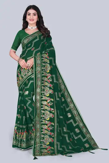 Geometric Print Manipuri Georgette Saree 6 Geometric Print Manipuri Georgette Saree