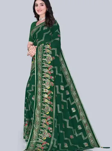 Geometric Print Manipuri Georgette Saree 10 Geometric Print Manipuri Georgette Saree