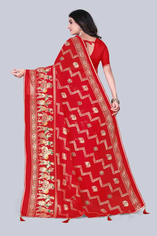 Geometric Print Manipuri Georgette Saree 9 Geometric Print Manipuri Georgette Saree - Image 8