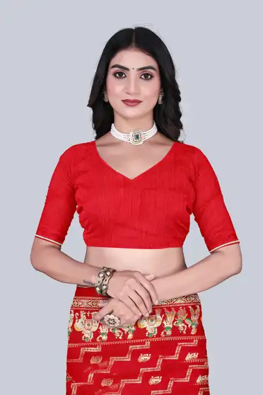 Geometric Print Manipuri Georgette Saree 10 Geometric Print Manipuri Georgette Saree - Image 9