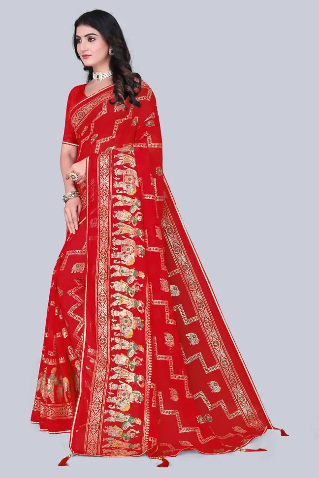 Geometric Print Manipuri Georgette Saree 11 Geometric Print Manipuri Georgette Saree