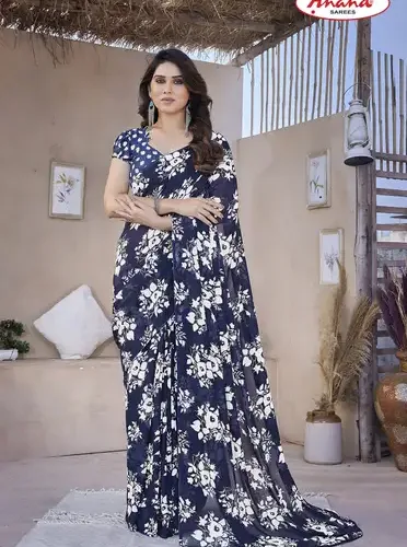 Floral Print Daily Wear Georgette Saree 10 Floral Print Daily Wear Georgette Saree