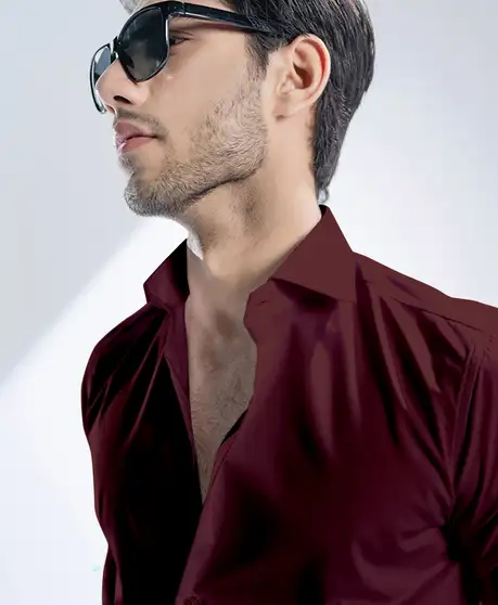 Men Solid Formal Maroon Shirt 3 Men Solid Formal Maroon Shirt - Image 2