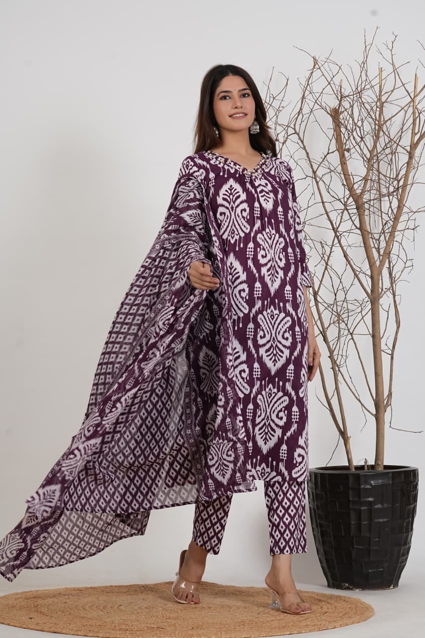 Pure Cotton Pant Set with dupatta wholesale 2 Pure Cotton Pant Set with dupatta wholesale - Image 2