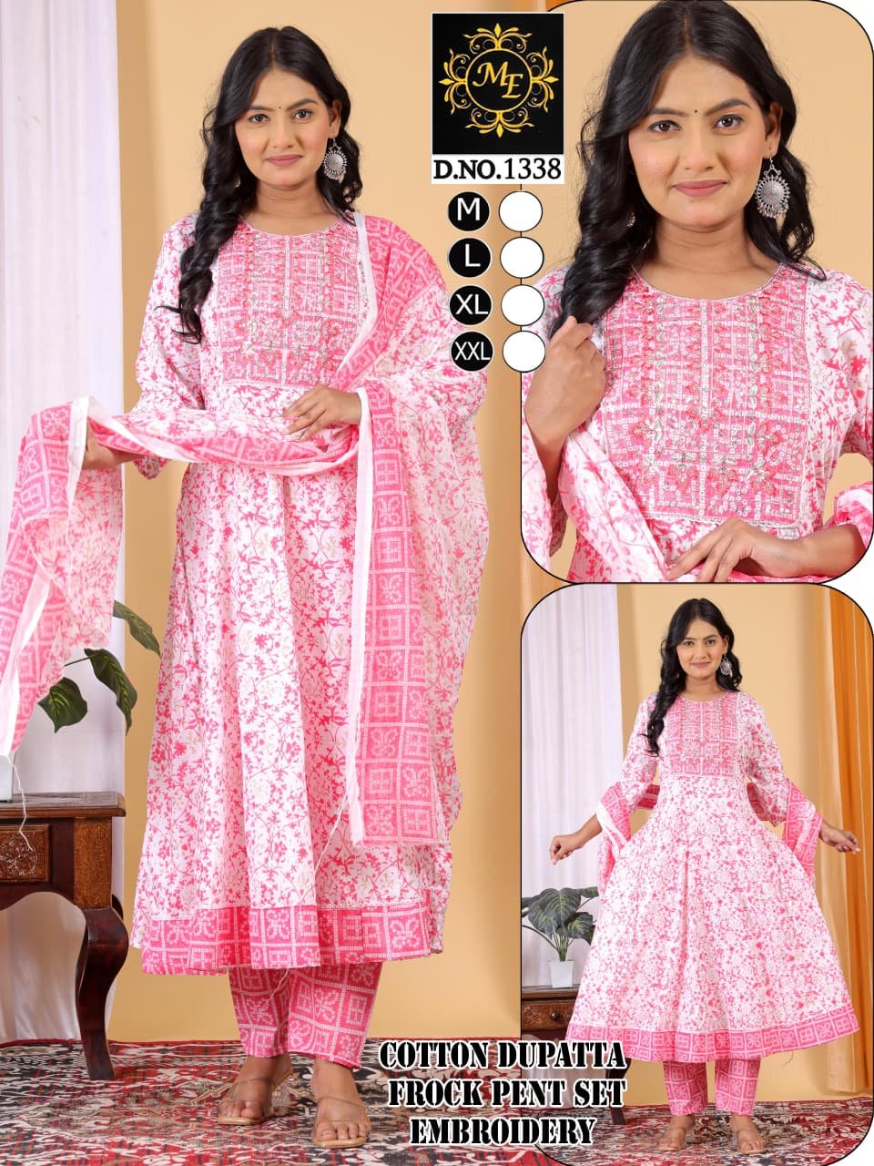 Heavy Anarkali Cotton 40-60 3 pcs sets Wholesale 4 Heavy Anarkali Cotton 40-60 3 pcs sets Wholesale - Image 3