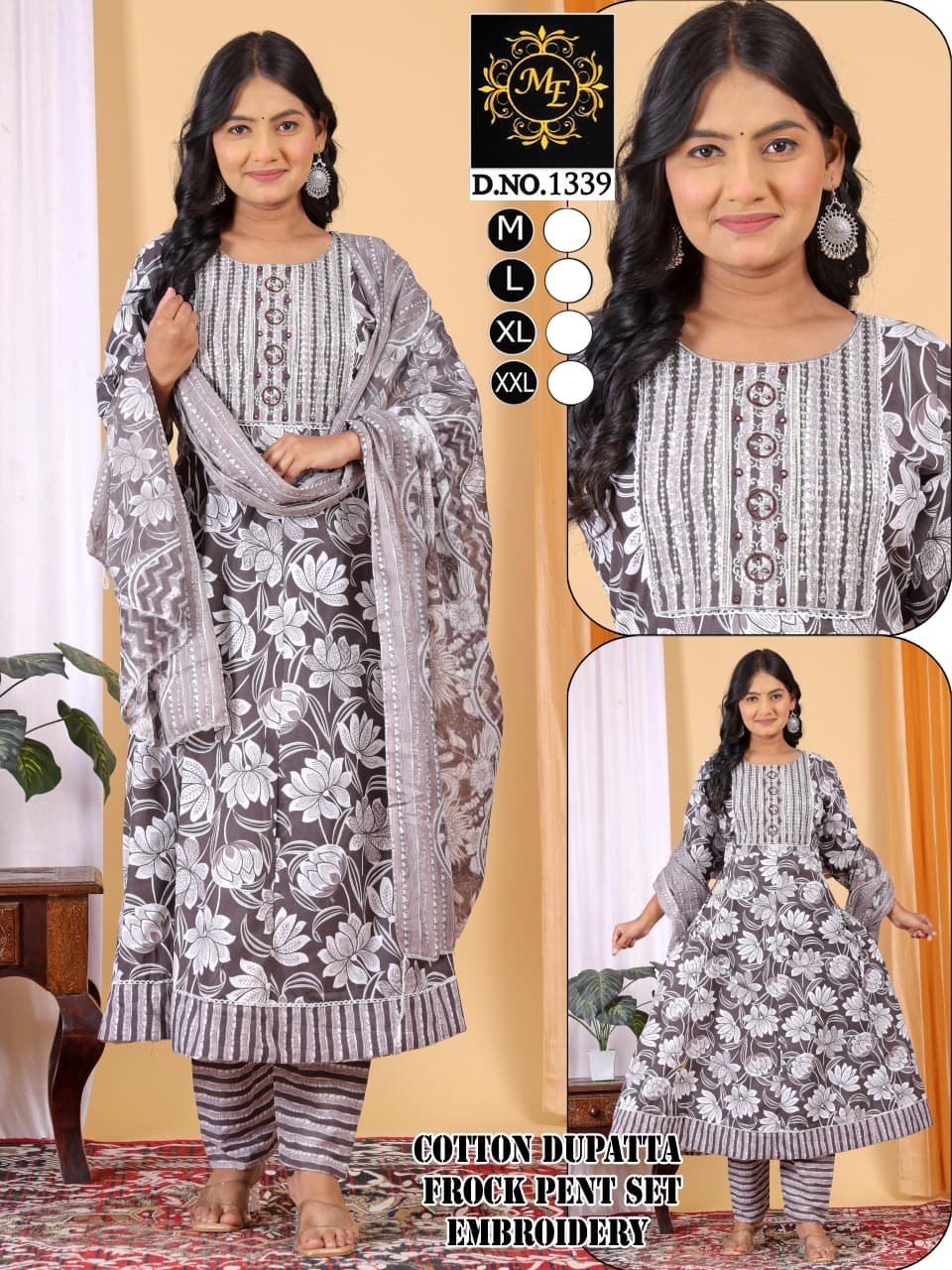 Heavy Anarkali Cotton 40-60 3 pcs sets Wholesale 5 Heavy Anarkali Cotton 40-60 3 pcs sets Wholesale - Image 4