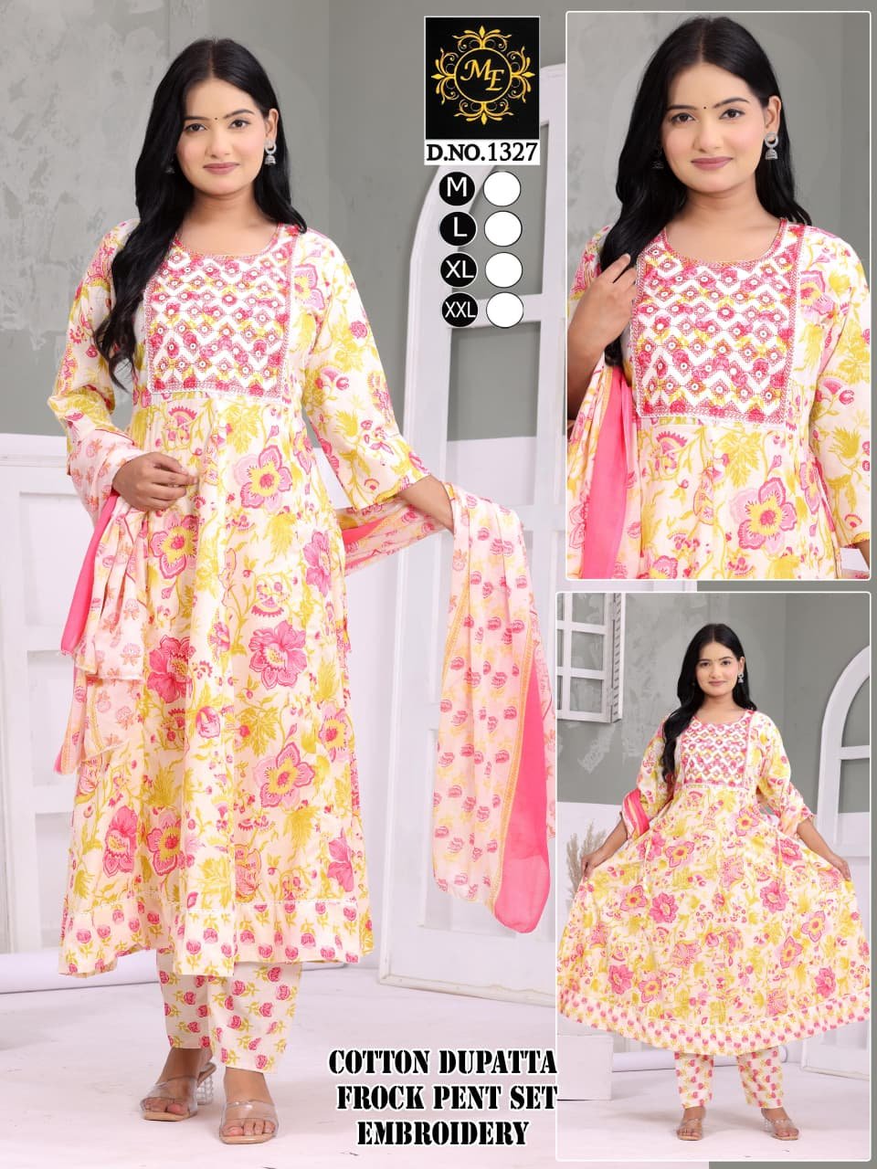 Heavy Anarkali Cotton 40-60 3 pcs sets Wholesale 15 Heavy Anarkali Cotton 40-60 3 pcs sets Wholesale - Image 14