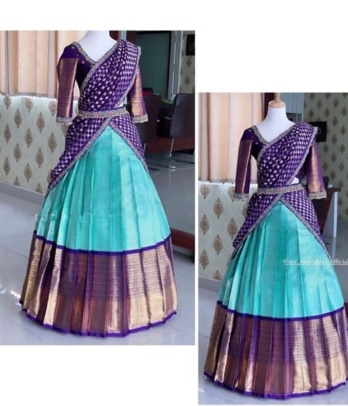 kanjiveram Silk Zari Lehenga With Blouse Wholesale - Image 3
