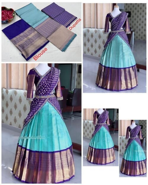 kanjiveram Silk Zari Lehenga With Blouse Wholesale - Image 4