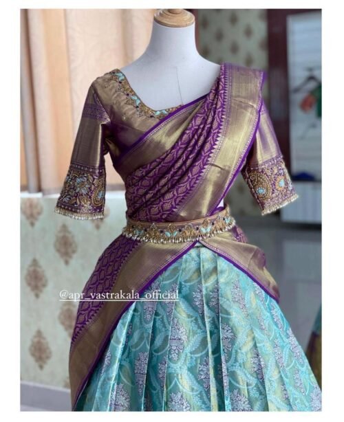 kanjiveram Silk Zari Lehenga With Blouse Wholesale - Image 14