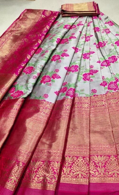 kanjiveram Silk Zari Lehenga With Blouse Wholesale - Image 17