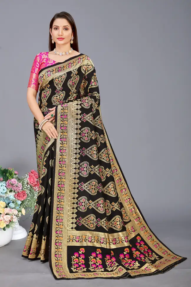 K SALIYA Woven Banarasi Jacquard Saree 3 K SALIYA Woven Banarasi Jacquard Saree
