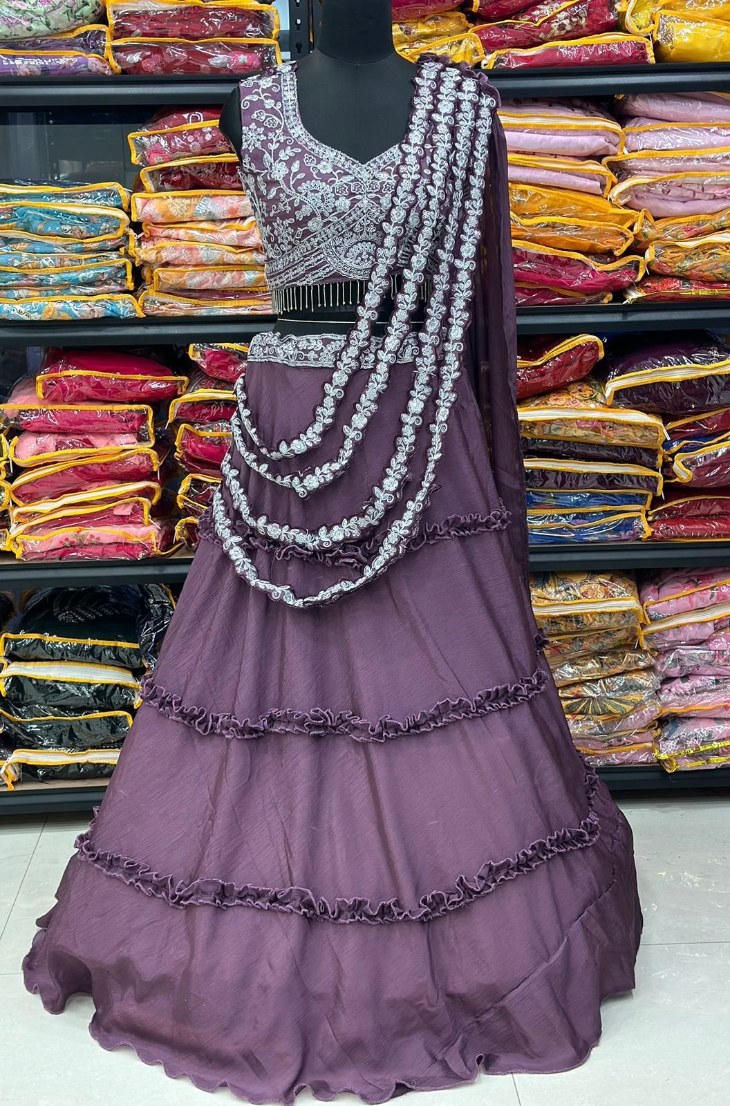 NEW DESIGNER PARTY WEAR LAHENGA WITH STICH BLOUSE WITH EMBROIDERY WORK 2 NEW DESIGNER PARTY WEAR LAHENGA WITH STICH BLOUSE WITH EMBROIDERY WORK