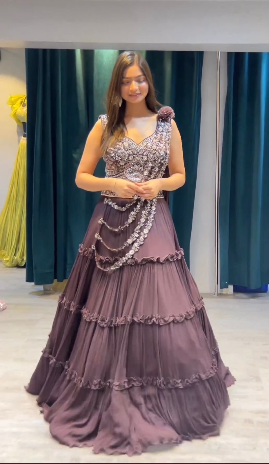 NEW DESIGNER PARTY WEAR LAHENGA WITH STICH BLOUSE WITH EMBROIDERY WORK 3 NEW DESIGNER PARTY WEAR LAHENGA WITH STICH BLOUSE WITH EMBROIDERY WORK - Image 2