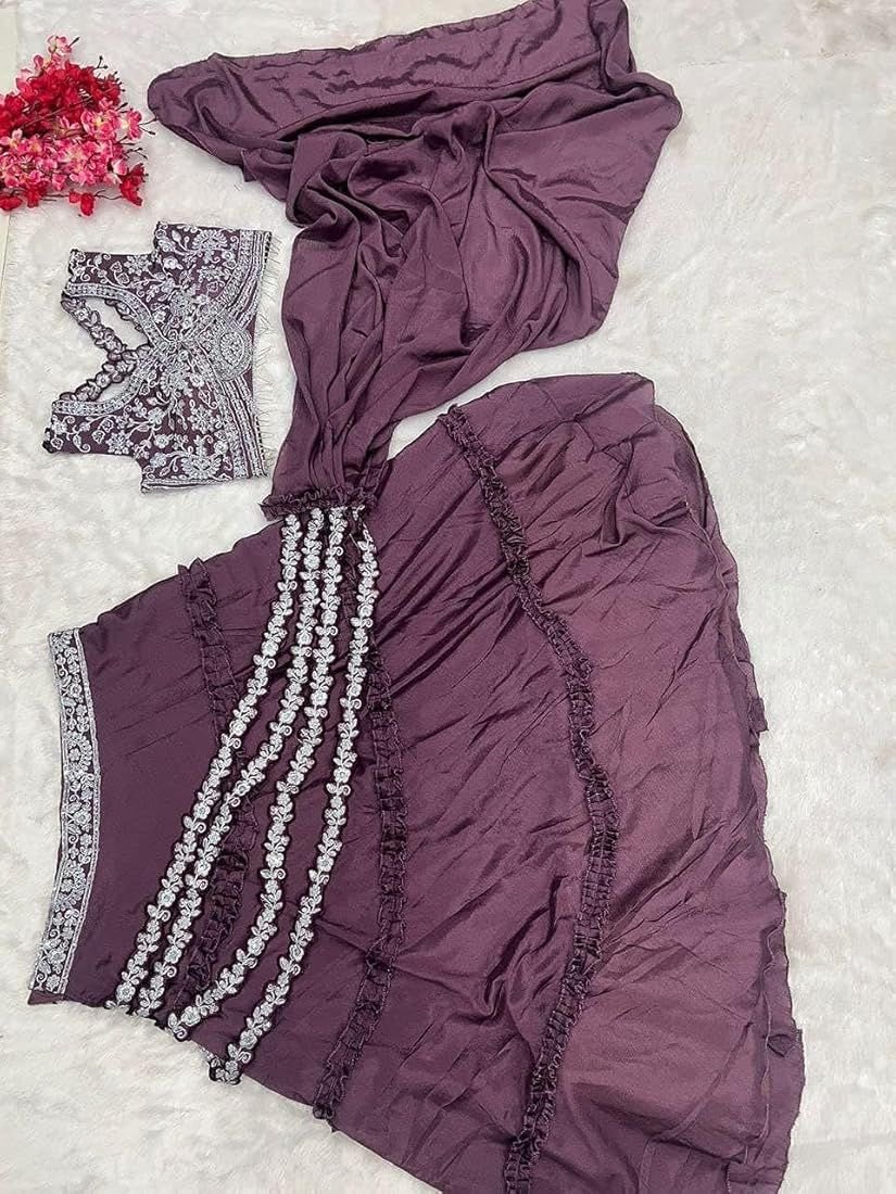 NEW DESIGNER PARTY WEAR LAHENGA WITH STICH BLOUSE WITH EMBROIDERY WORK 4 NEW DESIGNER PARTY WEAR LAHENGA WITH STICH BLOUSE WITH EMBROIDERY WORK - Image 3