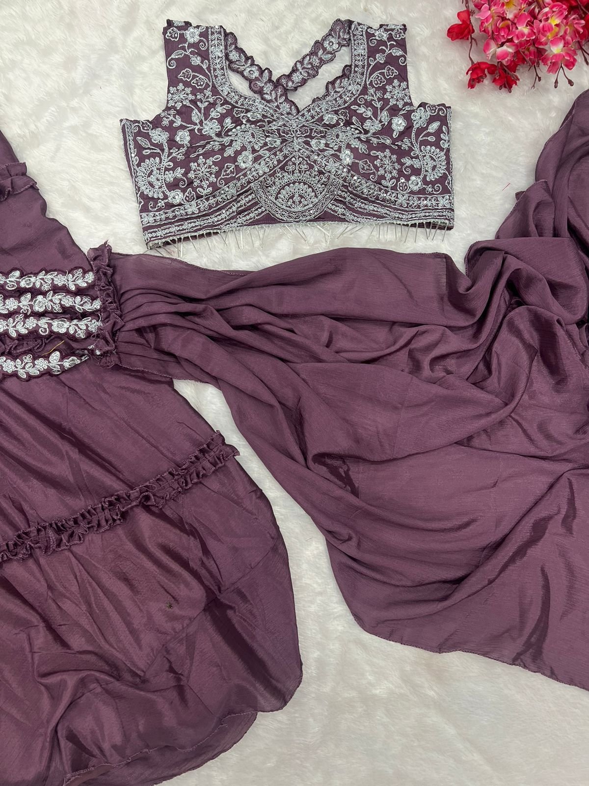 NEW DESIGNER PARTY WEAR LAHENGA WITH STICH BLOUSE WITH EMBROIDERY WORK 9 NEW DESIGNER PARTY WEAR LAHENGA WITH STICH BLOUSE WITH EMBROIDERY WORK - Image 8