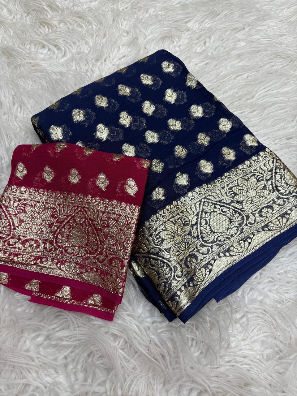 Pure viscose Georgette with running blouse saree Wholesale 2 Pure viscose Georgette with running blouse saree Wholesale - Image 2