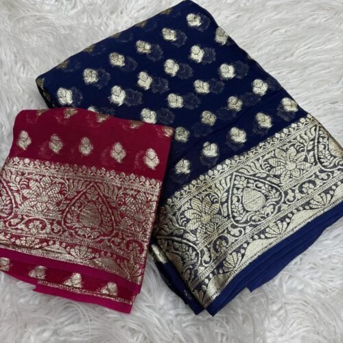 Pure viscose Georgette with running blouse saree Wholesale