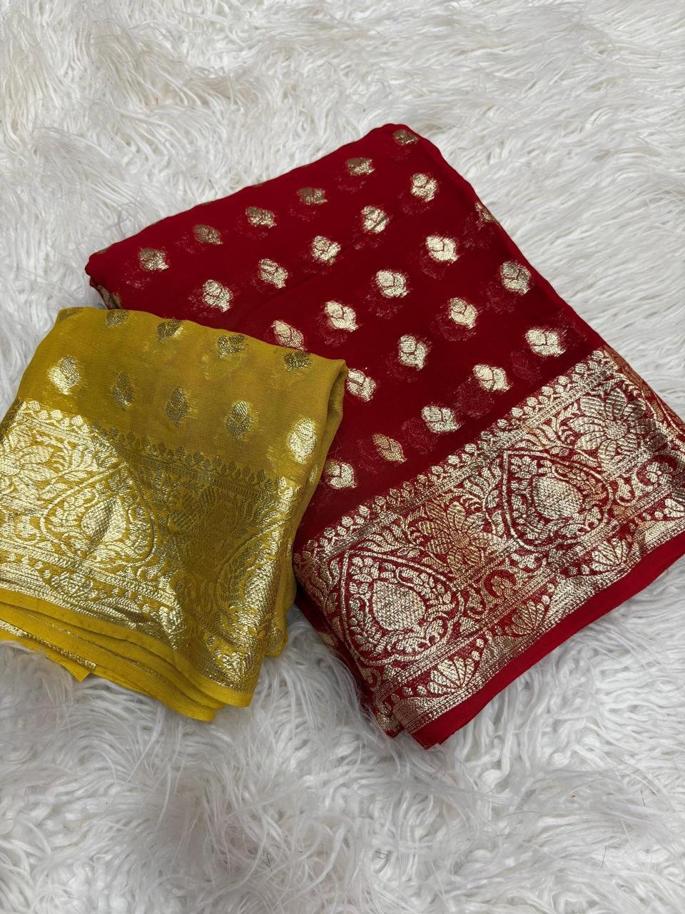 Pure viscose Georgette with running blouse saree Wholesale 5 Pure viscose Georgette with running blouse saree Wholesale - Image 5