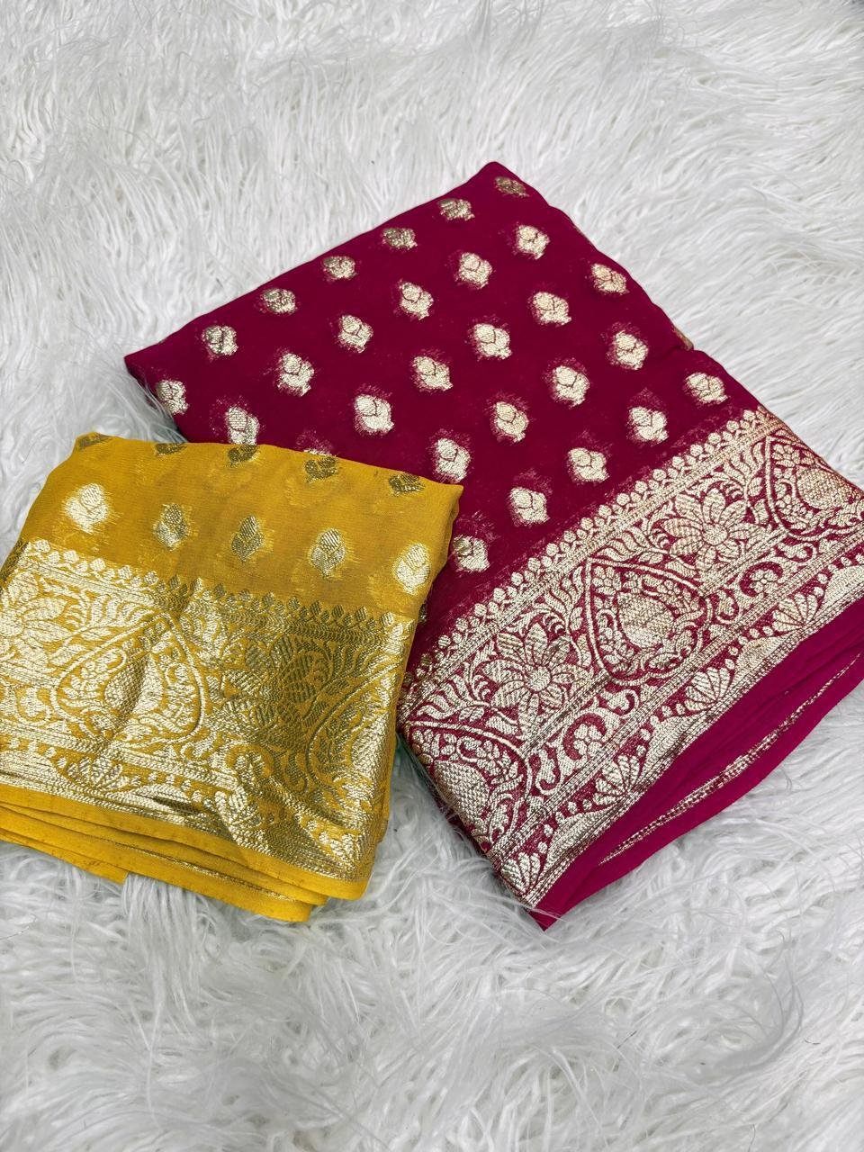Pure viscose Georgette with running blouse saree Wholesale 6 Pure viscose Georgette with running blouse saree Wholesale - Image 6
