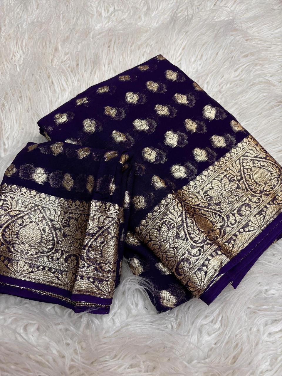 Pure viscose Georgette with running blouse saree Wholesale 7 Pure viscose Georgette with running blouse saree Wholesale - Image 7