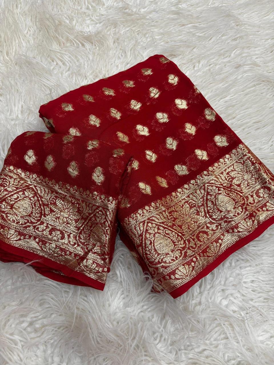 Pure viscose Georgette with running blouse saree Wholesale 10 Pure viscose Georgette with running blouse saree Wholesale - Image 10