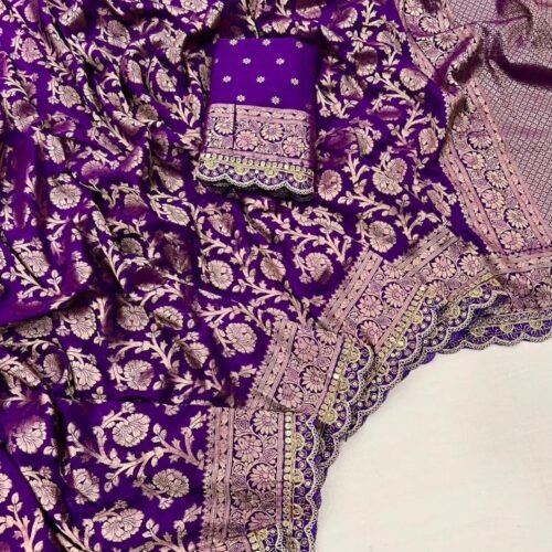 Beautiful Jacquard Weaving Litchi Silk Saree Wholesale