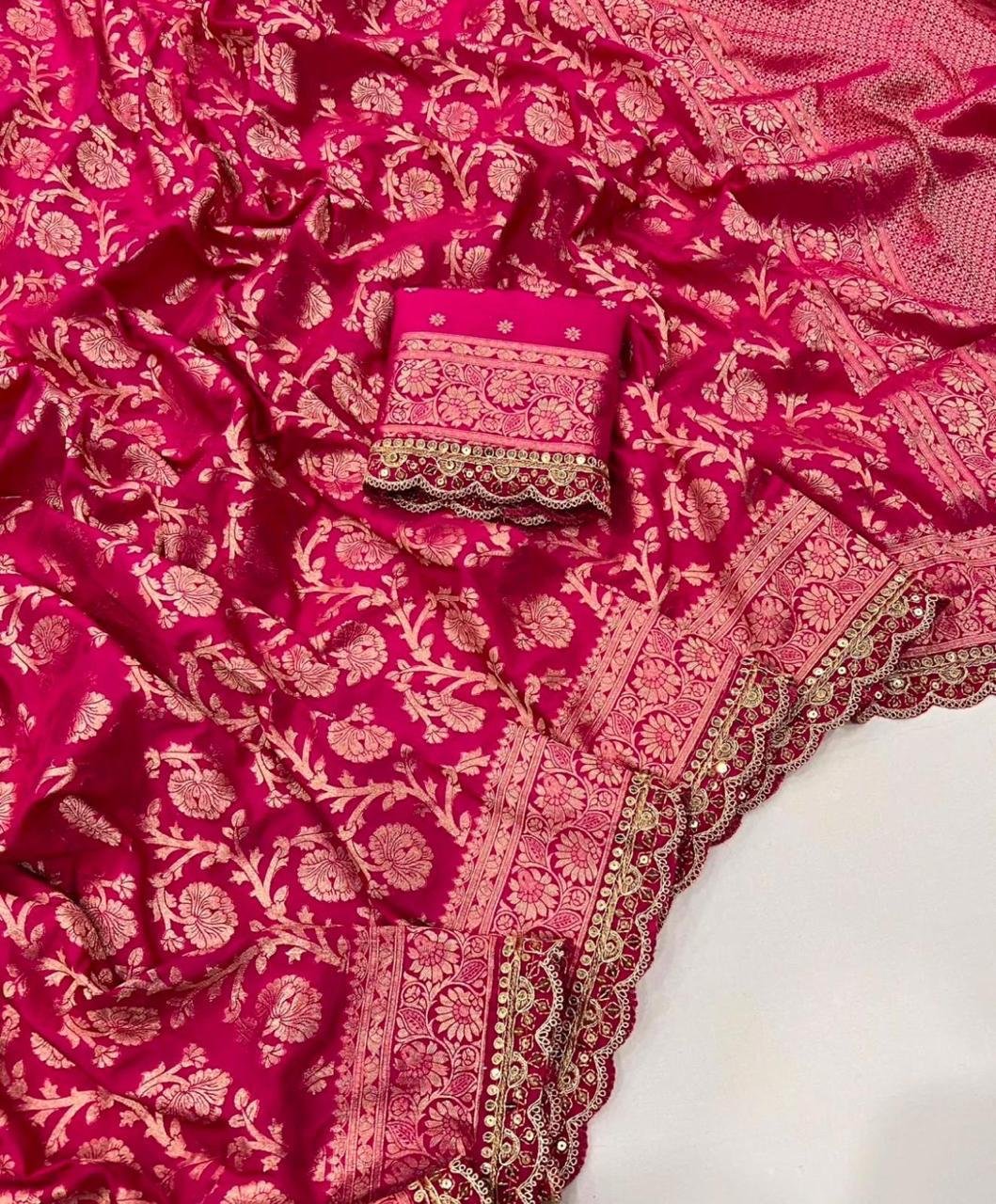 Beautiful Jacquard Weaving Litchi Silk Saree Wholesale 6 Beautiful Jacquard Weaving Litchi Silk Saree Wholesale - Image 5