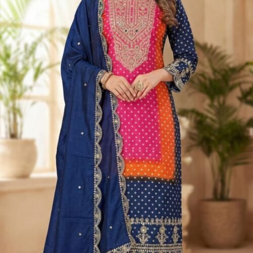 Fancy Bandhni Print Premium Silk 3-Piece Set Wholesale