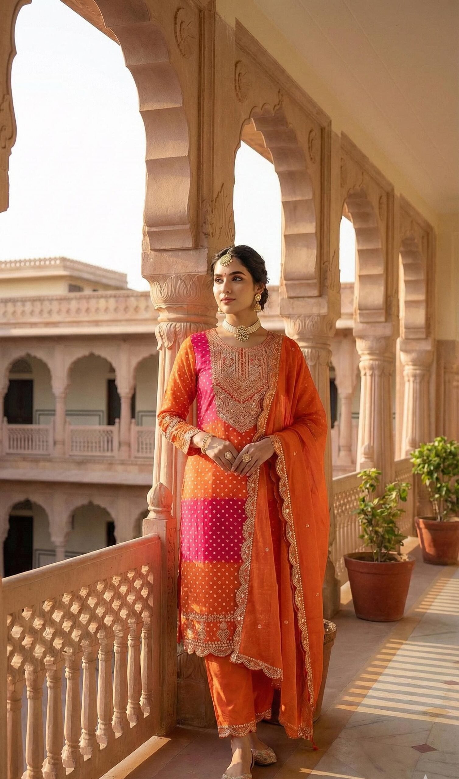 Fancy Bandhni Print Premium Silk 3-Piece Set Wholesale 5 Fancy Bandhni Print Premium Silk 3-Piece Set Wholesale - Image 4