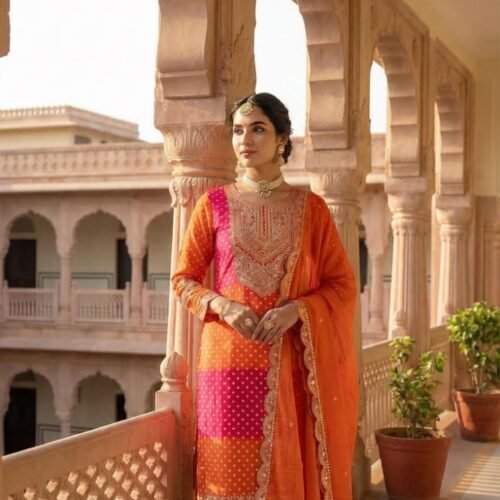 Fancy Bandhni Print Premium Silk 3-Piece Set