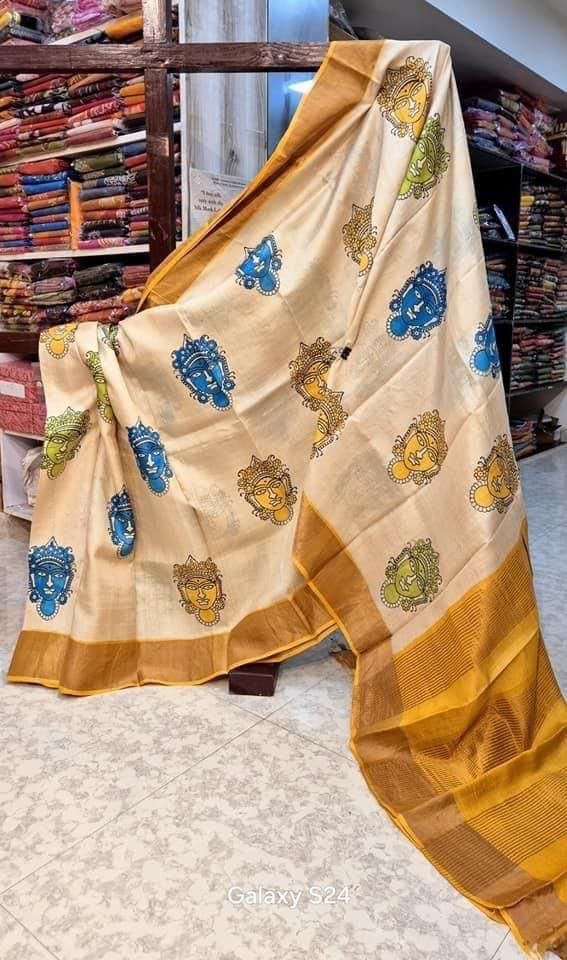 Handpainted Tussar KANCHI SILK SAREES Wholesale 3 Handpainted Tussar KANCHI SILK SAREES Wholesale - Image 3