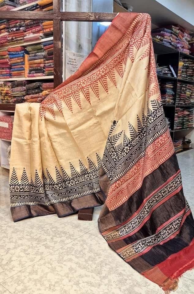 Handpainted Tussar KANCHI SILK SAREES Wholesale 5 Handpainted Tussar KANCHI SILK SAREES Wholesale - Image 5