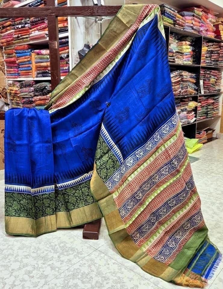 Handpainted Tussar KANCHI SILK SAREES Wholesale 15 Handpainted Tussar KANCHI SILK SAREES Wholesale - Image 15