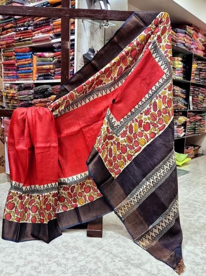 Handpainted Tussar KANCHI SILK SAREES Wholesale 16 Handpainted Tussar KANCHI SILK SAREES Wholesale - Image 16