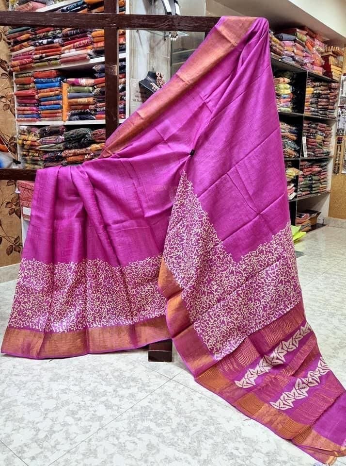 Handpainted Tussar KANCHI SILK SAREES Wholesale 23 Handpainted Tussar KANCHI SILK SAREES Wholesale - Image 23