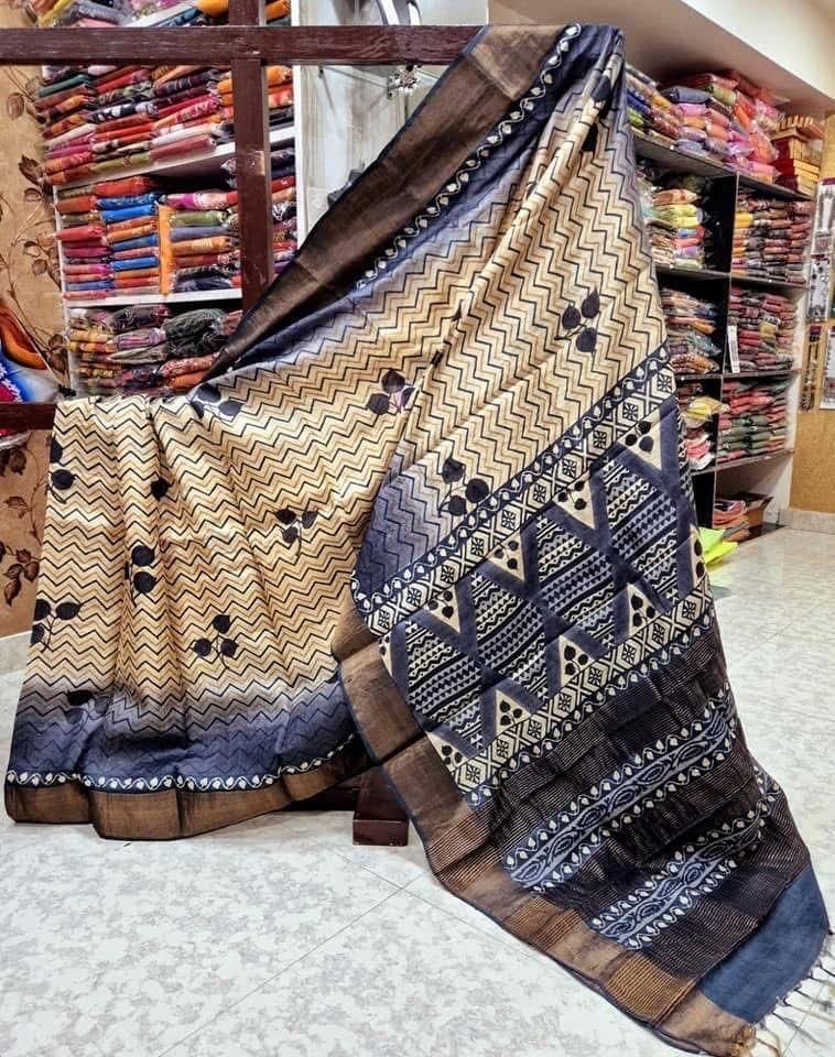 Handpainted Tussar KANCHI SILK SAREES Wholesale 24 Handpainted Tussar KANCHI SILK SAREES Wholesale - Image 24