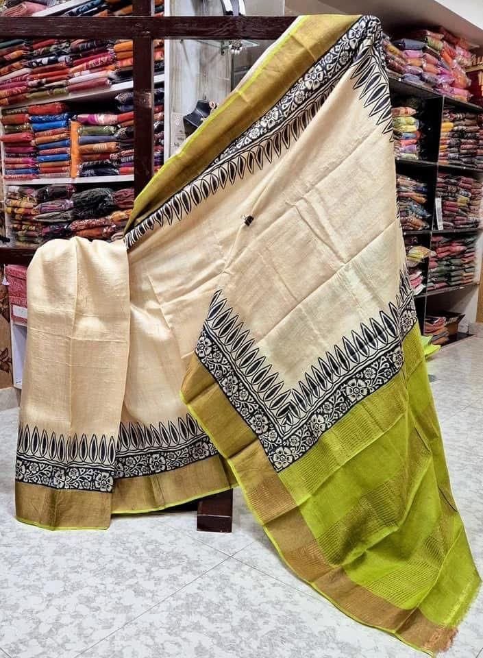 Handpainted Tussar KANCHI SILK SAREES Wholesale 26 Handpainted Tussar KANCHI SILK SAREES Wholesale - Image 26