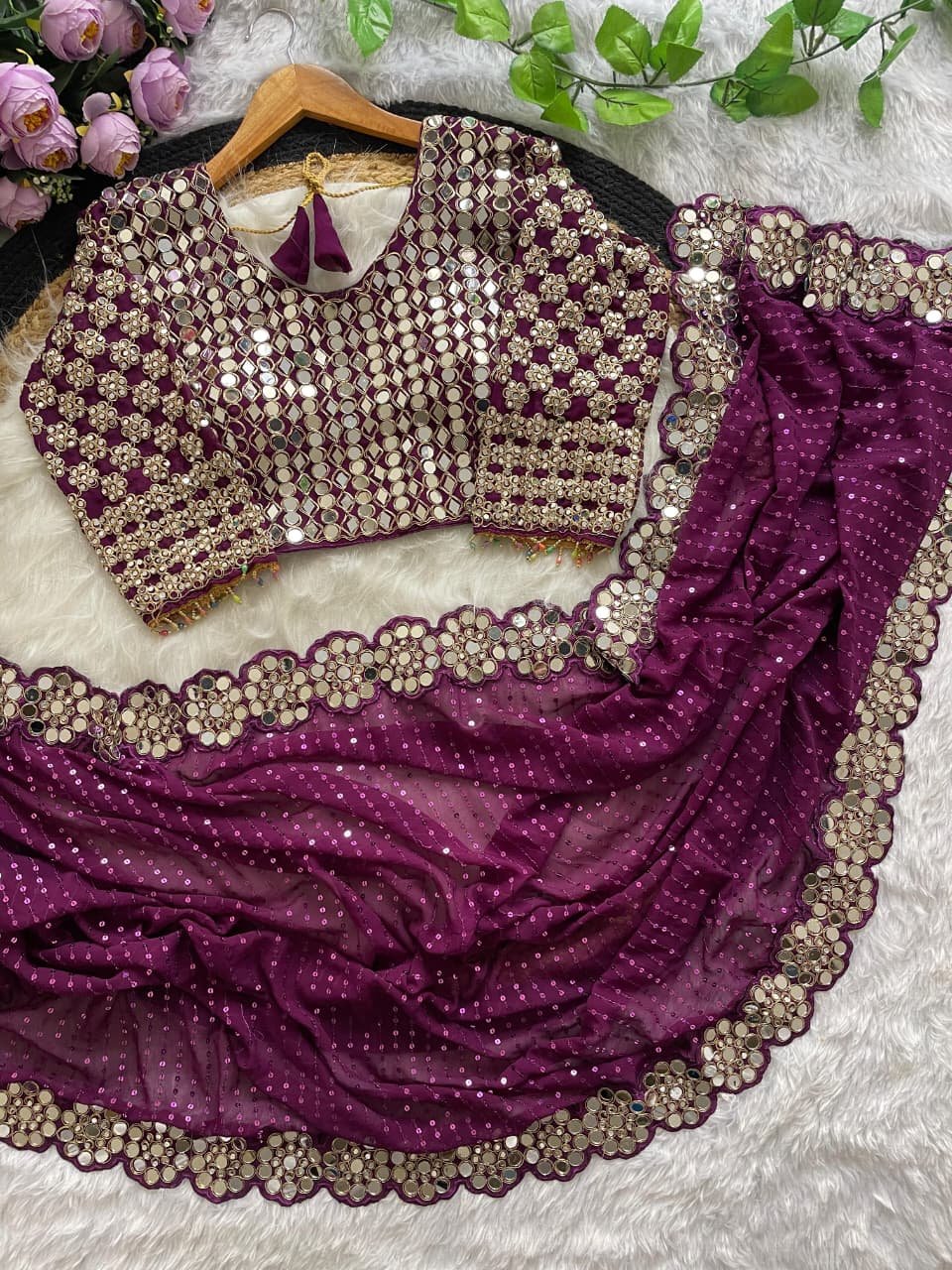 Full Saree Of Heavy quality Faux Georgette Wholesale 3 Full Saree Of Heavy quality Faux Georgette Wholesale - Image 3