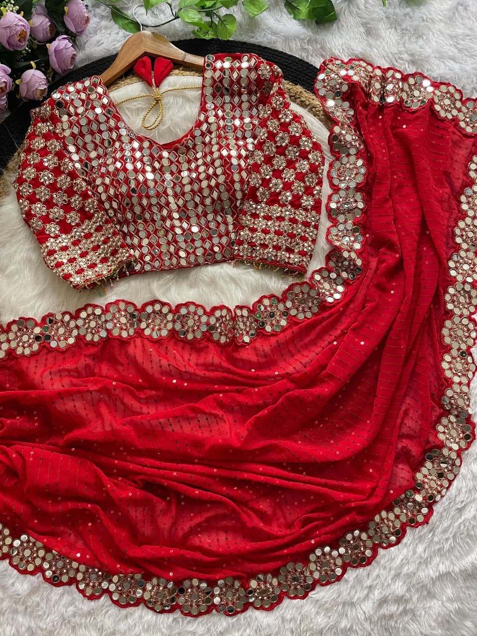 Full Saree Of Heavy quality Faux Georgette Wholesale 4 Full Saree Of Heavy quality Faux Georgette Wholesale - Image 4