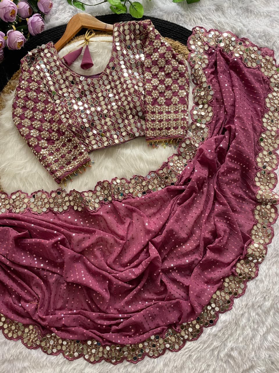 Full Saree Of Heavy quality Faux Georgette Wholesale 5 Full Saree Of Heavy quality Faux Georgette Wholesale - Image 5